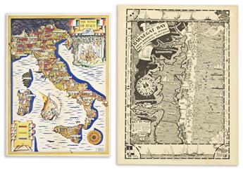 (PICTORIAL MAPS.) Group of 5 mid-twentieth-century illustrated maps.